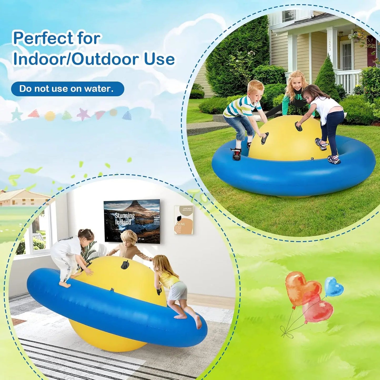 8FT Inflatable Dome Rocker Bouncer with 6 Handles