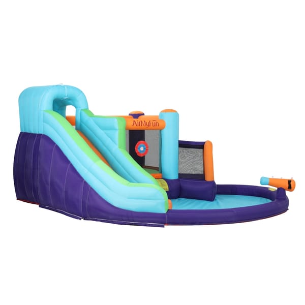 Kids Inflatable Water Park with Slide, Climbing Wall & Water Cannon
