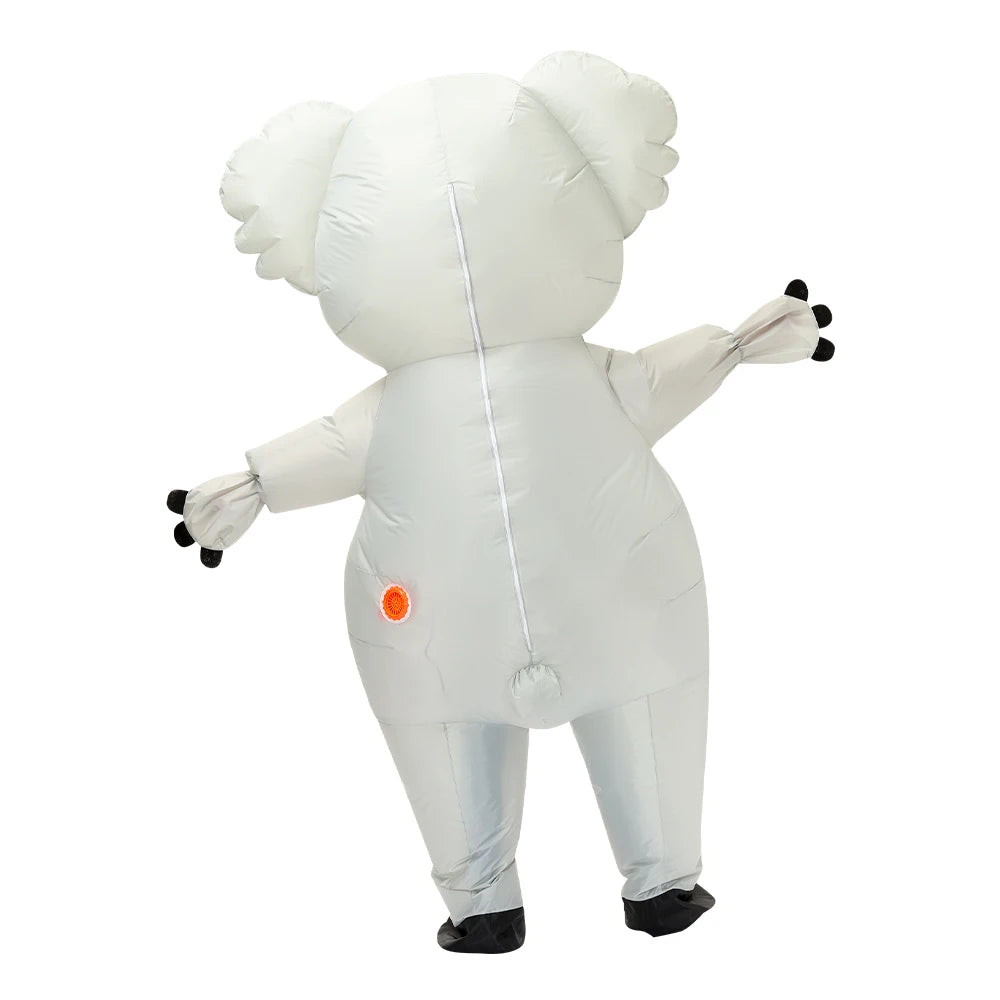 Inflatable koala costume on a white background