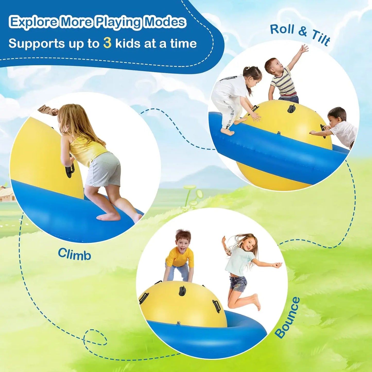 8FT Inflatable Dome Rocker Bouncer with 6 Handles