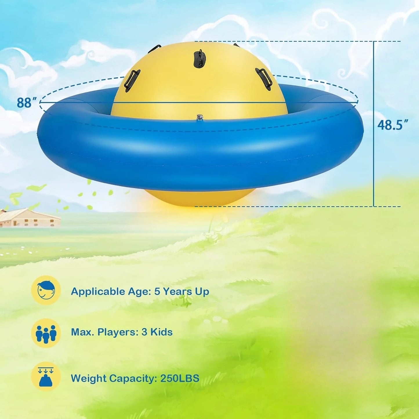8FT Inflatable Dome Rocker Bouncer with 6 Handles
