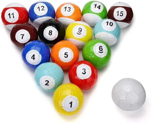 Set of soccer billiard balls with numbers on a white background