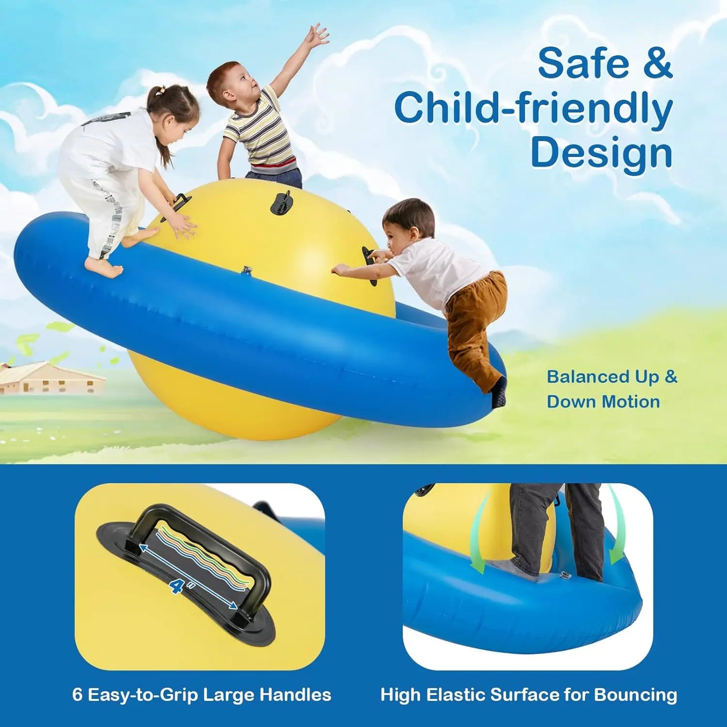 8FT Inflatable Dome Rocker Bouncer with 6 Handles