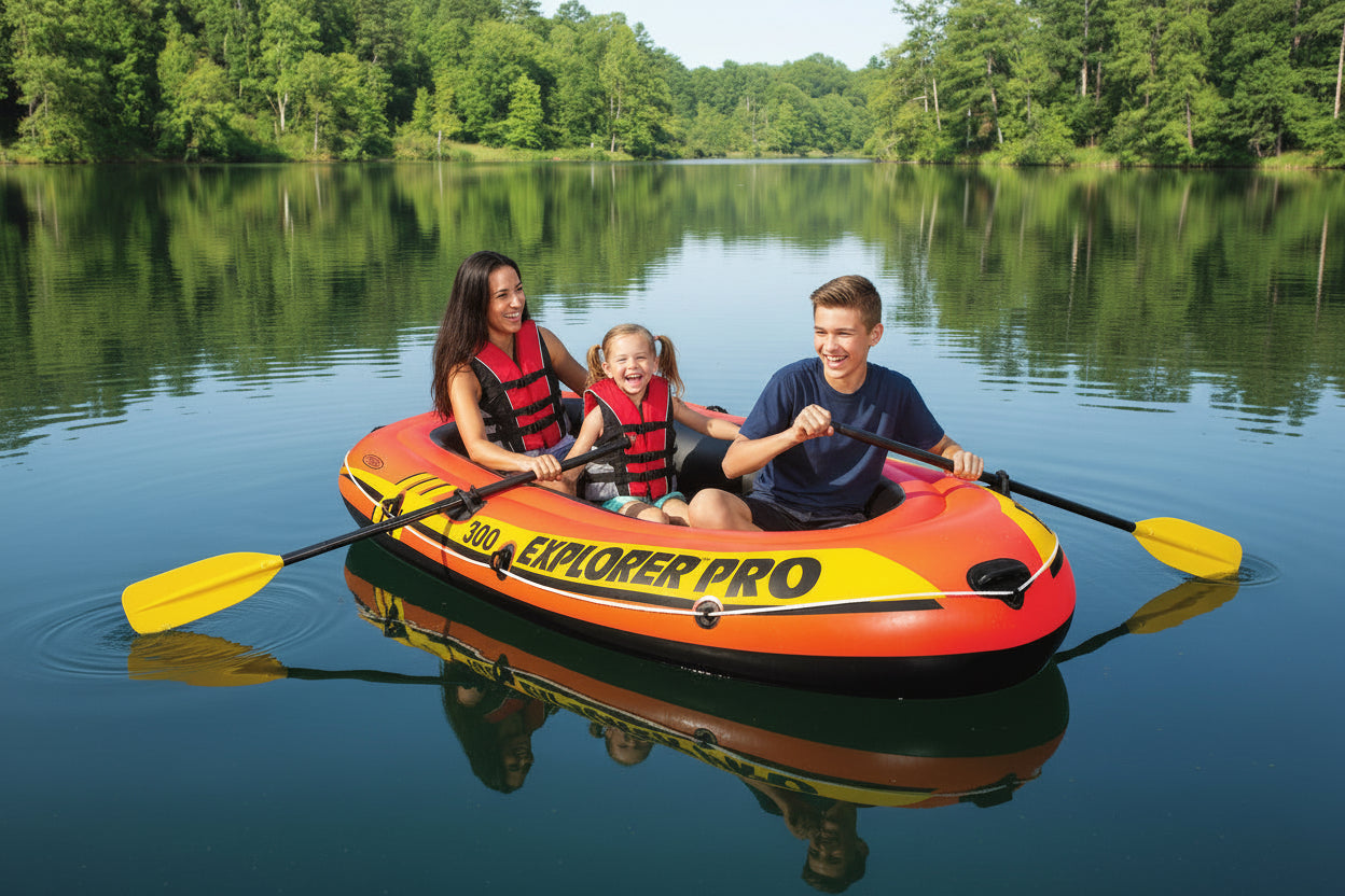 Intex Explorer Pro 300 3-Person Inflatable Boat – with Oars & Pump