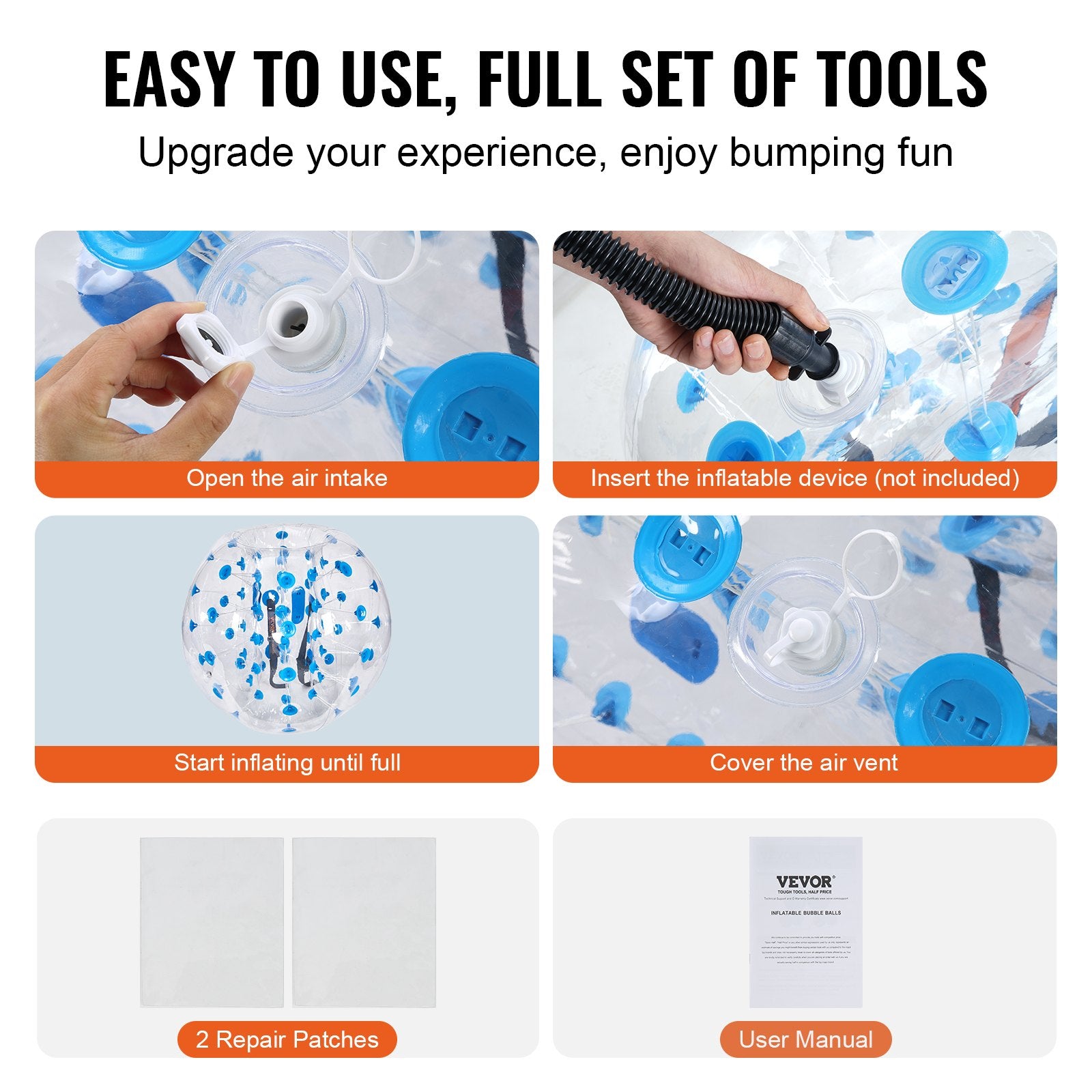 Instructions for using inflatable device with VEVOR branding
